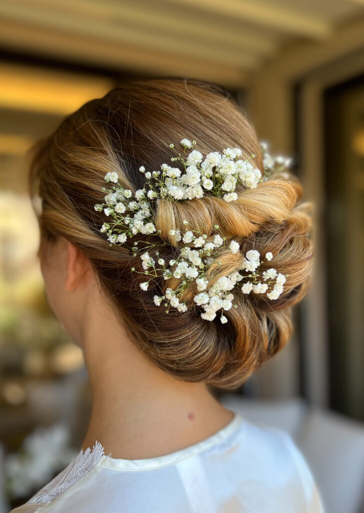Dettaglio acconciatura sposa realizzata a Genova